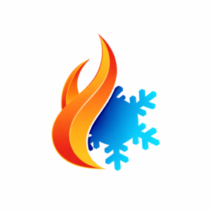 Flame and snowflake fusion logo